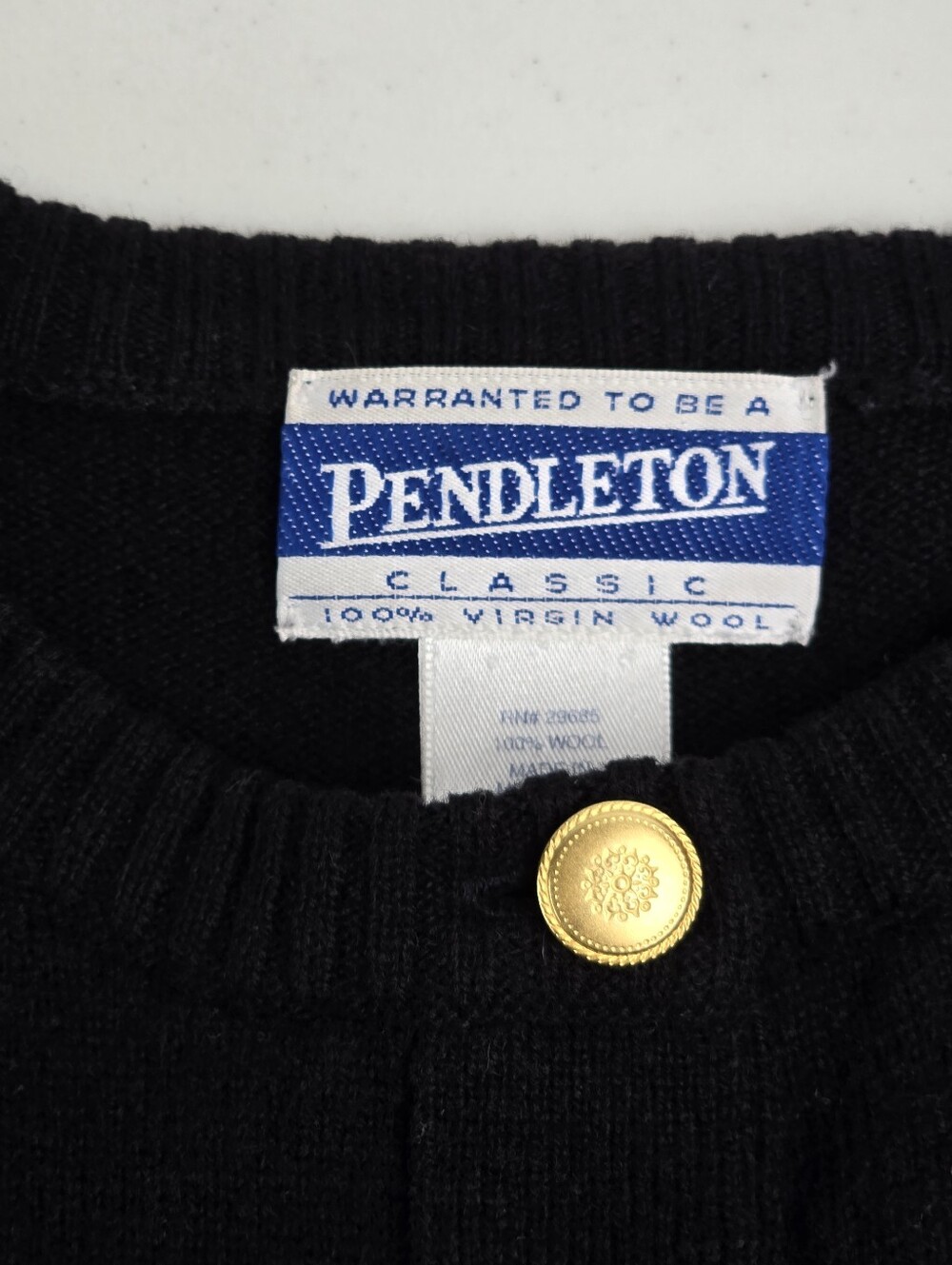 Vintage Pendleton Classic 100% Virgin Wool Black Cardigan Sweater XL - Picture 5 of 7